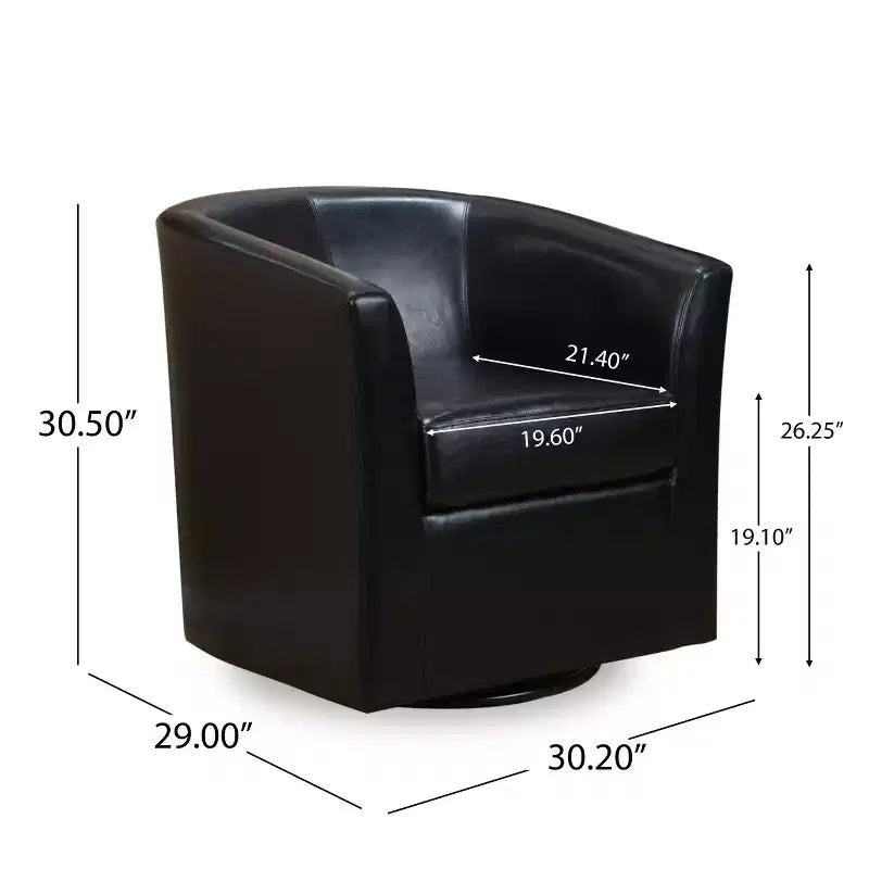 Fauteuil Club Pivotant Contemporain Rembourré en Faux Cuir