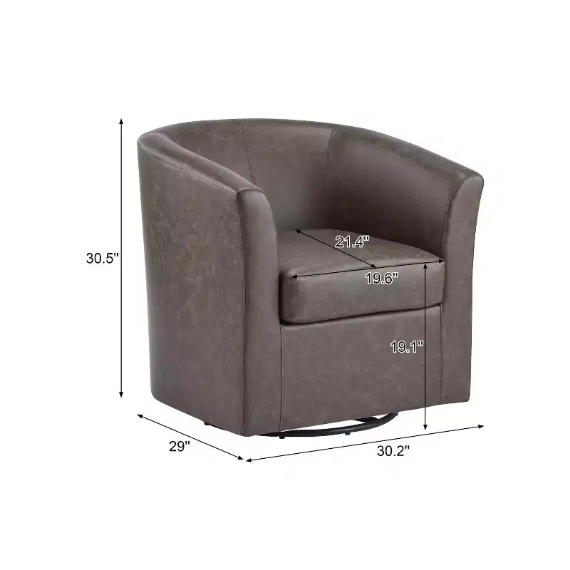 Fauteuil Club Pivotant Contemporain Rembourré en Faux Cuir