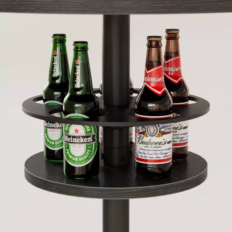 Table de bar ronde à hauteur de comptoir avec porte-bouteilles