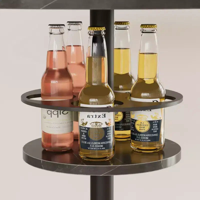 Table de bar ronde à hauteur de comptoir avec porte-bouteilles