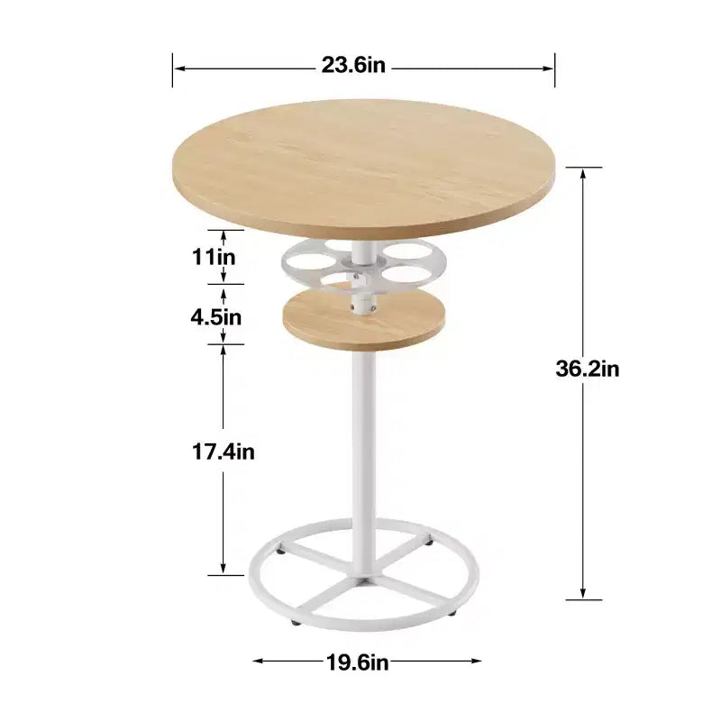 Table de bar ronde à hauteur de comptoir avec porte-bouteilles