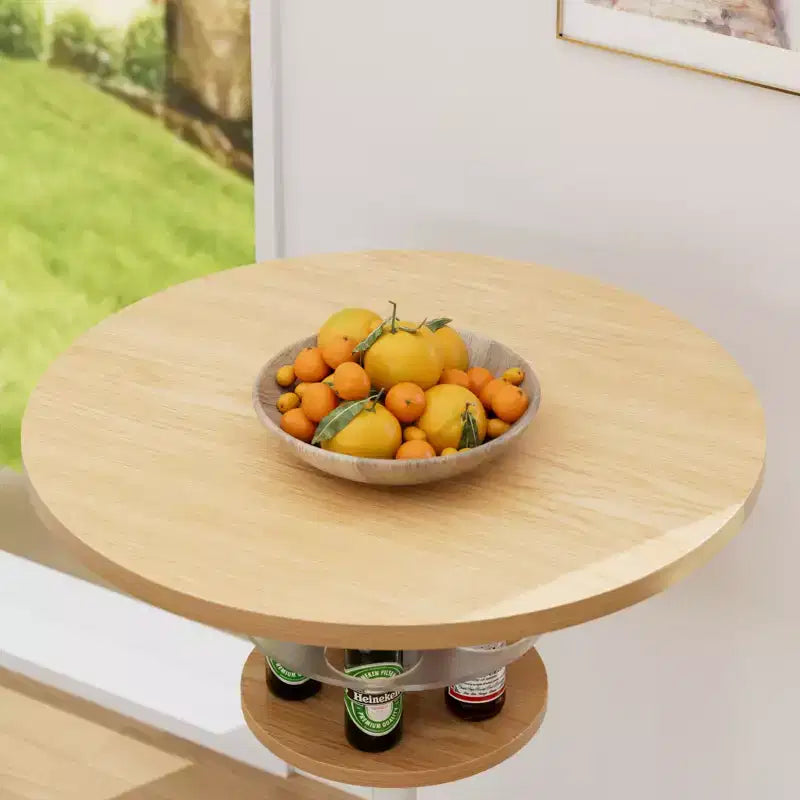 Table de bar ronde à hauteur de comptoir avec porte-bouteilles