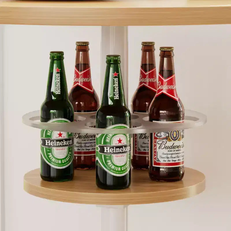 Table de bar ronde à hauteur de comptoir avec porte-bouteilles