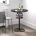 VECELO Round Bar Table Counter Height Table with Wine Rack