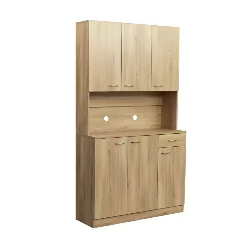 Meuble de cuisine, armoire de rangement garde-manger avec 6 portes, 1 étagère ouverte et 1 tiroir