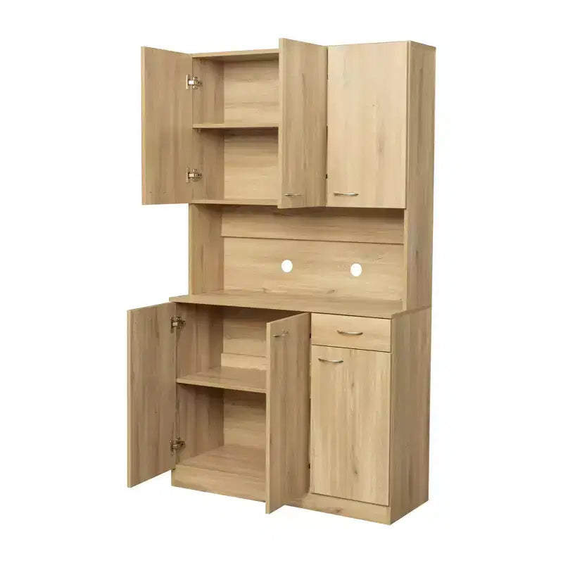 Meuble de cuisine, armoire de rangement garde-manger avec 6 portes, 1 étagère ouverte et 1 tiroir