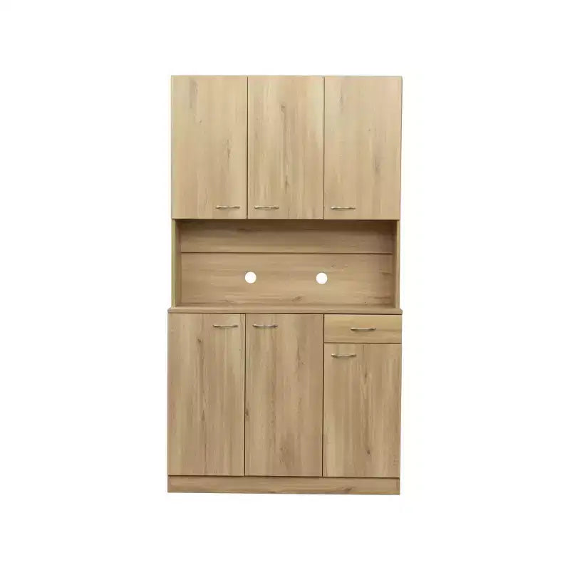Meuble de cuisine, armoire de rangement garde-manger avec 6 portes, 1 étagère ouverte et 1 tiroir