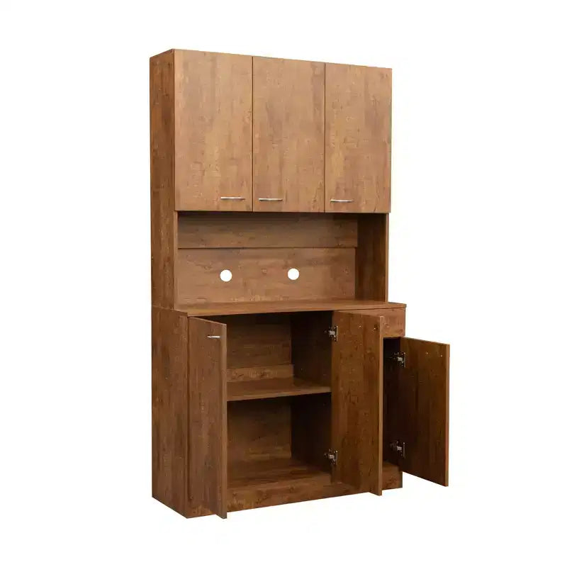 Meuble de cuisine, armoire de rangement garde-manger avec 6 portes, 1 étagère ouverte et 1 tiroir