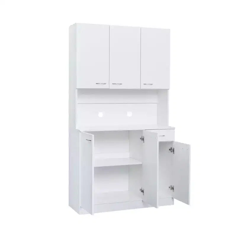 Meuble de cuisine, armoire de rangement garde-manger avec 6 portes, 1 étagère ouverte et 1 tiroir