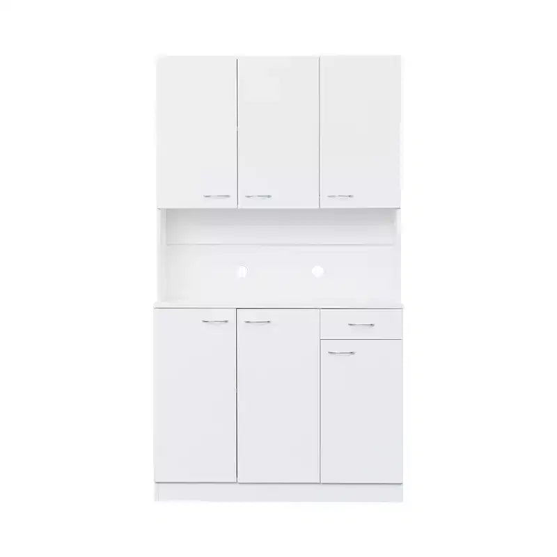 Meuble de cuisine, armoire de rangement garde-manger avec 6 portes, 1 étagère ouverte et 1 tiroir