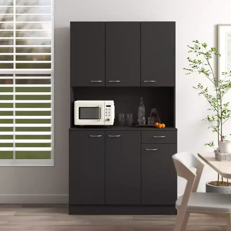 70.87 Tall Kitchen Hutch Cabinet, Pantry Storage Cabinet with 6-Doors, 1 Open Shelf and 1 Drawer - ModernLuxe