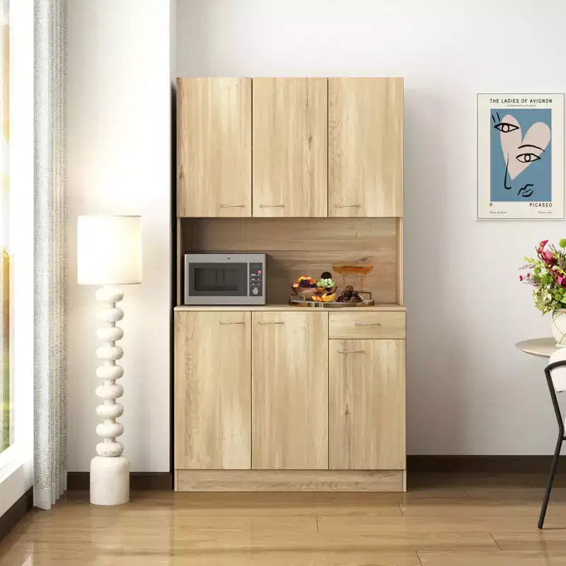 Meuble de cuisine, armoire de rangement garde-manger avec 6 portes, 1 étagère ouverte et 1 tiroir