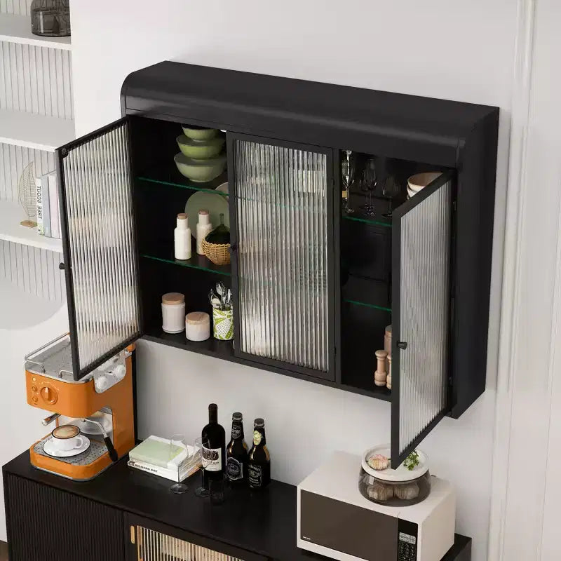 Vitrine murale vintage 3 portes avec 3 niveaux de rangement