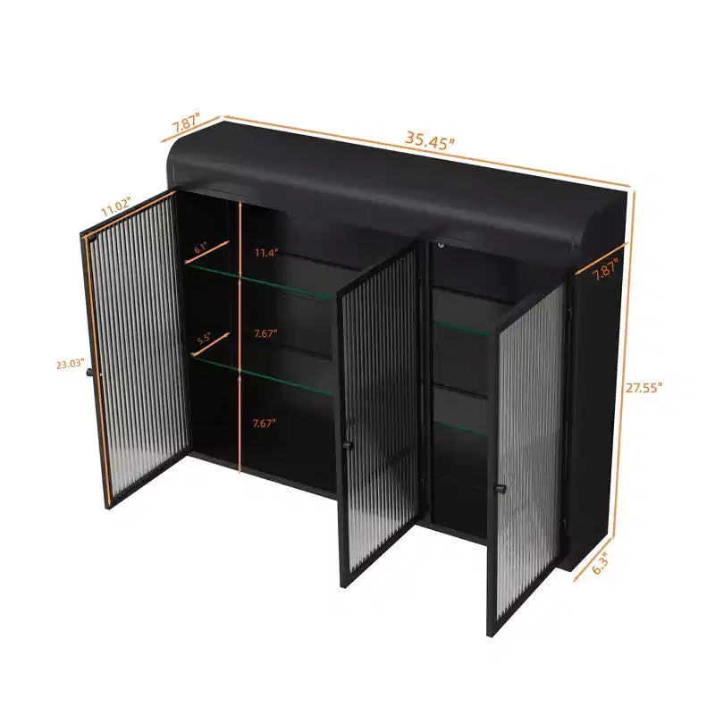 Vitrine murale vintage 3 portes avec 3 niveaux de rangement