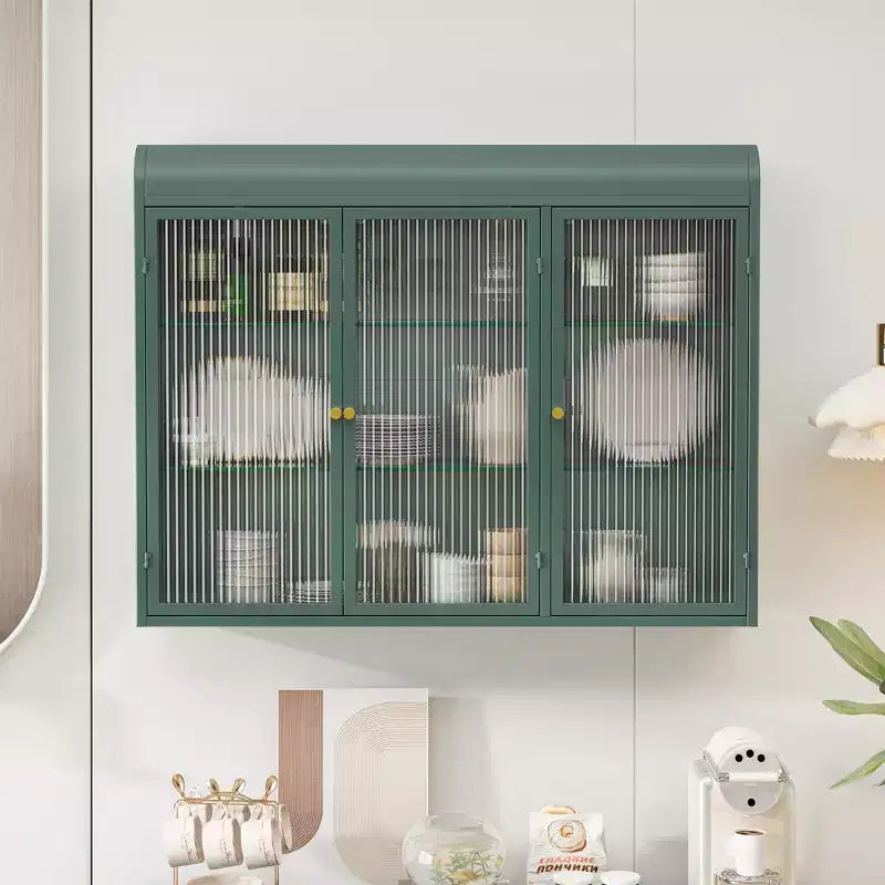 Vitrine murale vintage 3 portes avec 3 niveaux de rangement