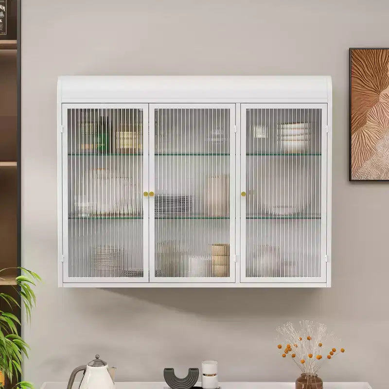 Vitrine murale vintage 3 portes avec 3 niveaux de rangement