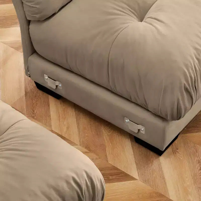 Canapé Moderne 2 Places en Velours à Accoudoirs Ronds avec Coussins