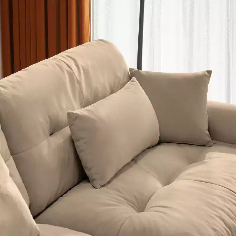 Canapé Moderne 2 Places en Velours à Accoudoirs Ronds avec Coussins