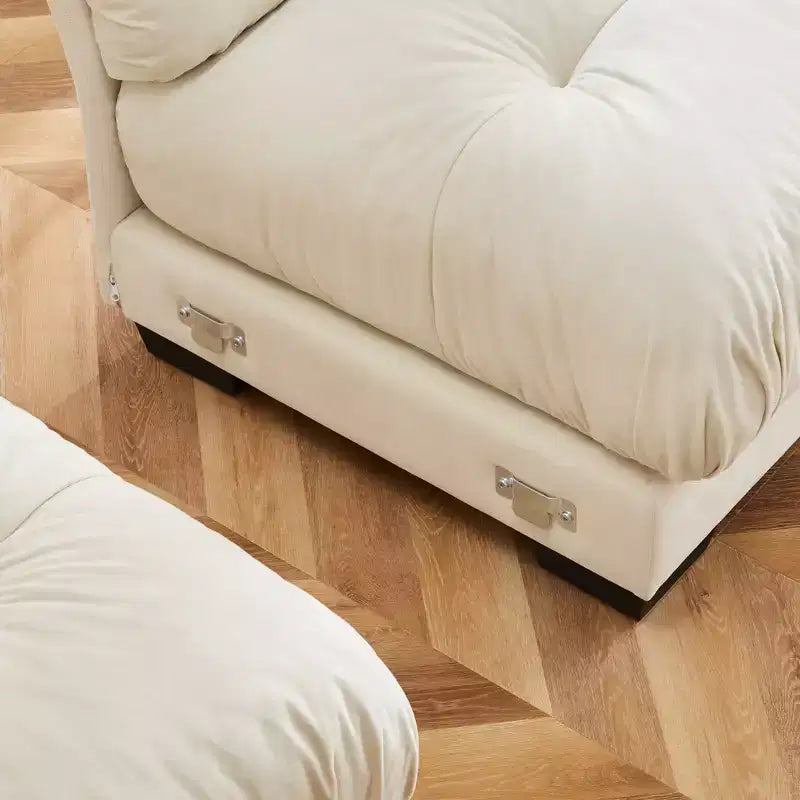 Canapé Moderne 2 Places en Velours à Accoudoirs Ronds avec Coussins