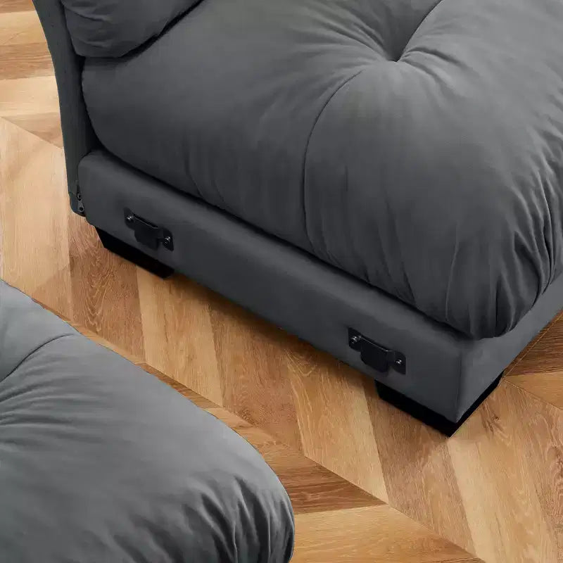 Canapé Moderne 2 Places en Velours à Accoudoirs Ronds avec Coussins