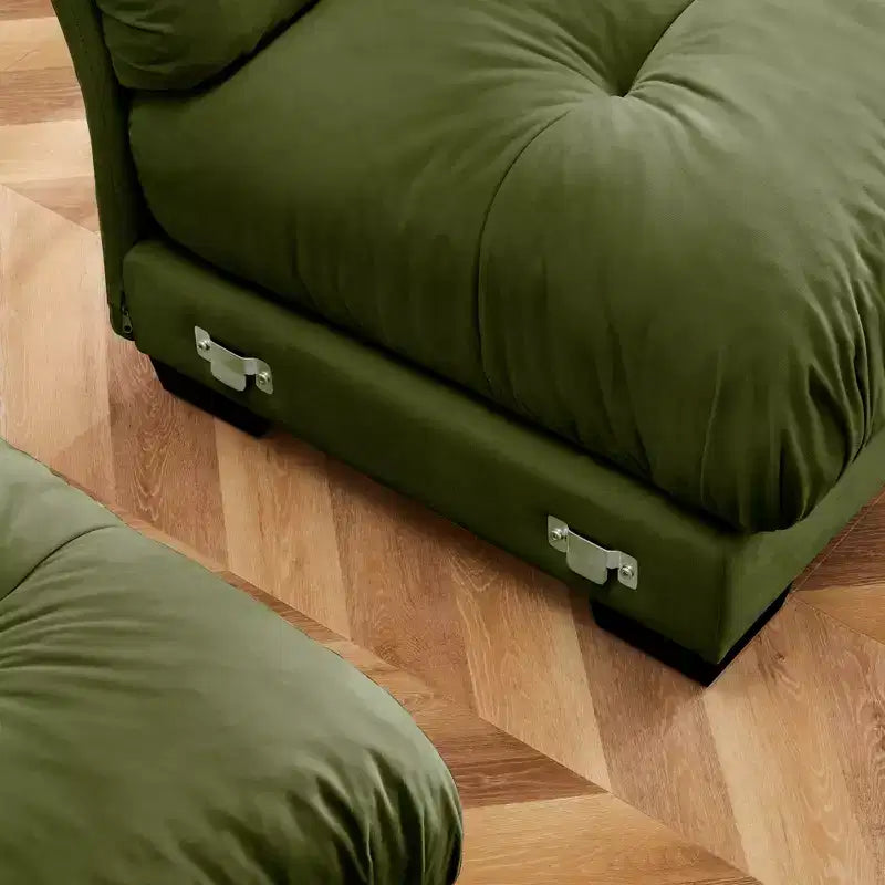 Canapé Moderne 2 Places en Velours à Accoudoirs Ronds avec Coussins