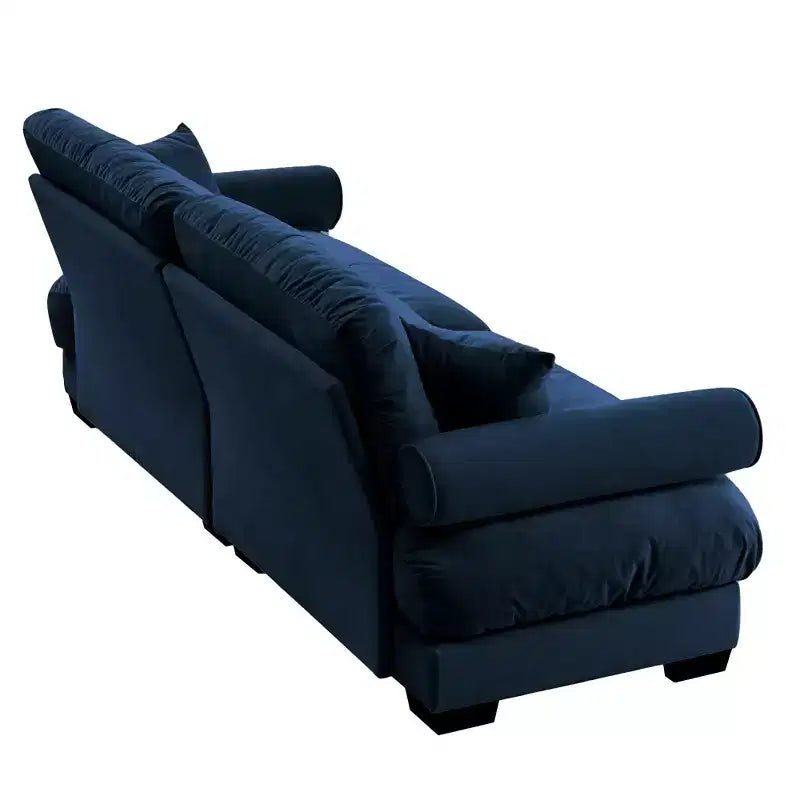 Canapé Moderne 2 Places en Velours à Accoudoirs Ronds avec Coussins
