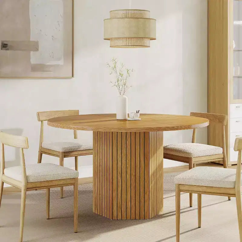 Table à manger en bois pour salle à manger, table à manger ronde de 119 cm