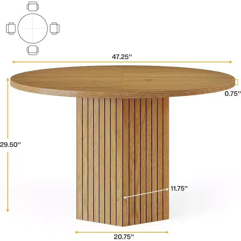 Table à manger en bois pour salle à manger, table à manger ronde de 119 cm