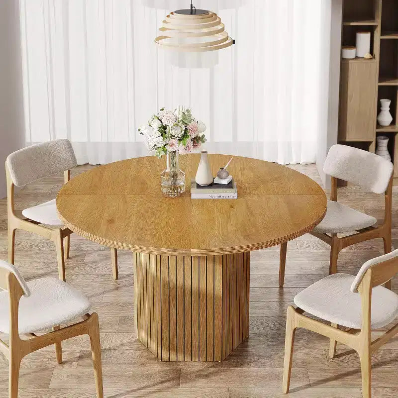Table à manger en bois pour salle à manger, table à manger ronde de 119 cm