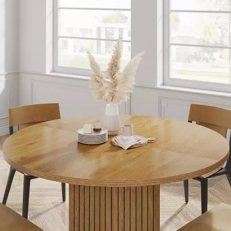 Table à manger en bois pour salle à manger, table à manger ronde de 119 cm