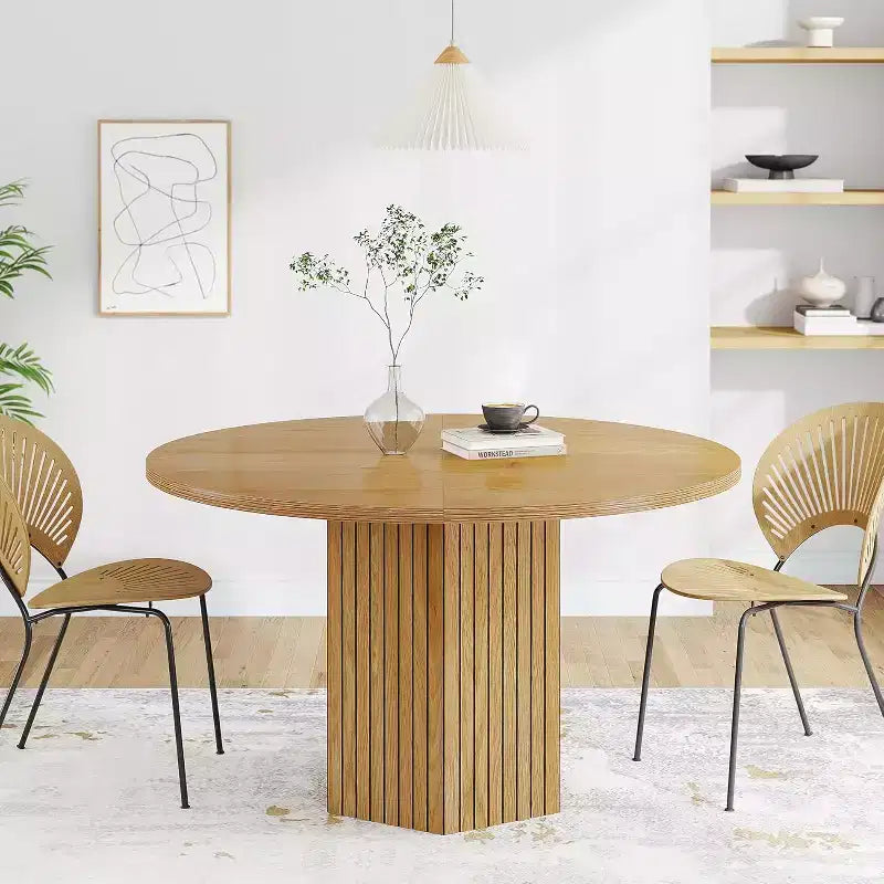 Table à manger en bois pour salle à manger, table à manger ronde de 119 cm