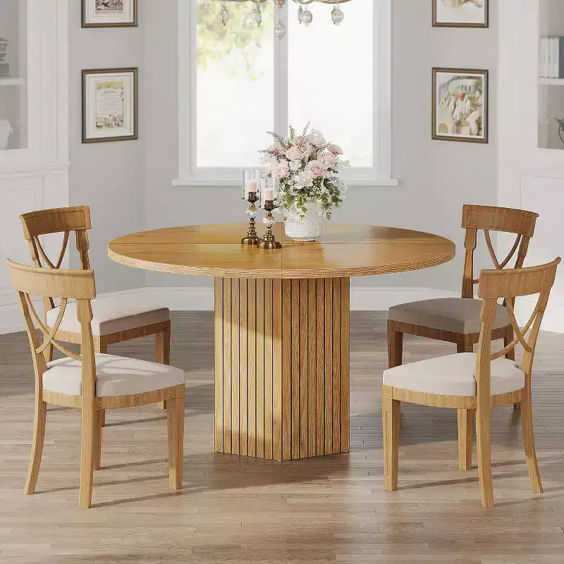 Table à manger en bois pour salle à manger, table à manger ronde de 119 cm