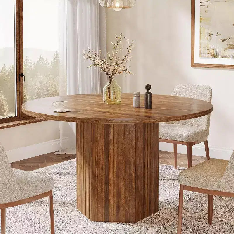 Table à manger en bois pour salle à manger, table à manger ronde de 119 cm