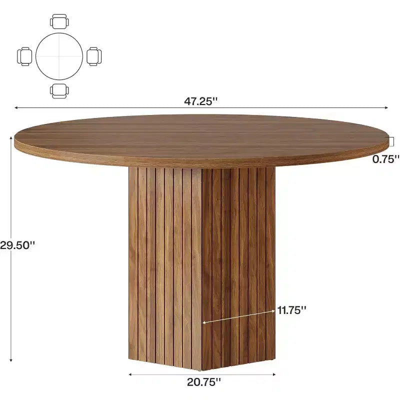 Table à manger en bois pour salle à manger, table à manger ronde de 119 cm