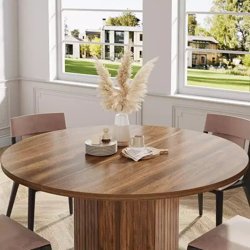 Table à manger en bois pour salle à manger, table à manger ronde de 119 cm