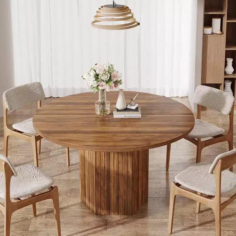 Table à manger en bois pour salle à manger, table à manger ronde de 119 cm