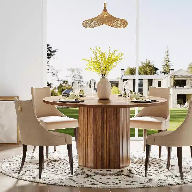 Table à manger en bois pour salle à manger, table à manger ronde de 119 cm