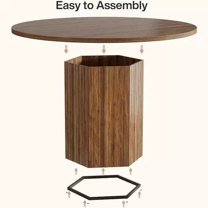 Table à manger en bois pour salle à manger, table à manger ronde de 119 cm