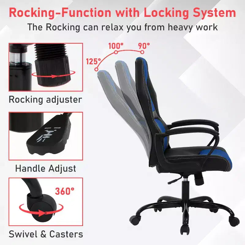Chaise de bureau gamer avec support lombaire et hauteur réglable