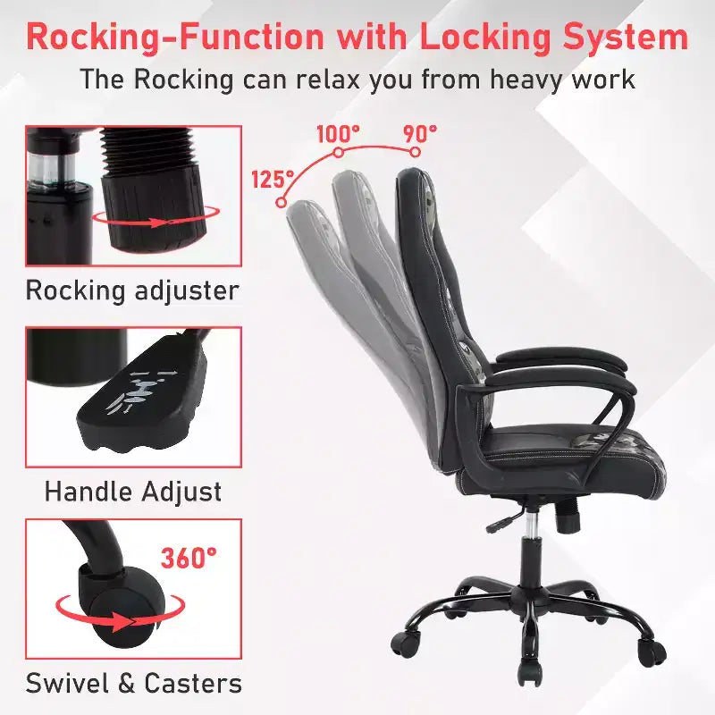 Chaise de bureau gamer avec support lombaire et hauteur réglable