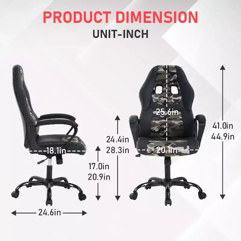 Chaise de bureau gamer avec support lombaire et hauteur réglable