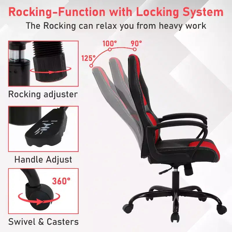 Chaise de bureau gamer avec support lombaire et hauteur réglable