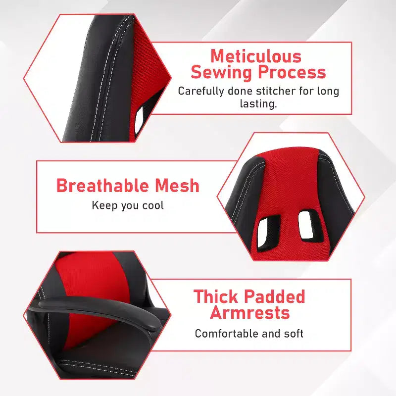 Chaise de bureau gamer avec support lombaire et hauteur réglable