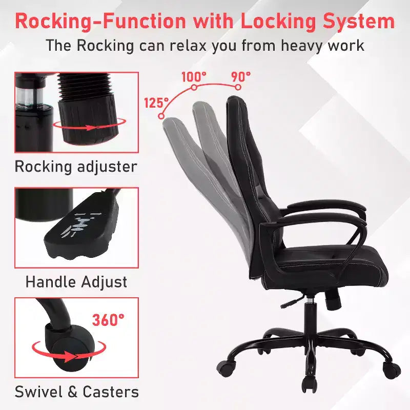 Chaise de bureau gamer avec support lombaire et hauteur réglable