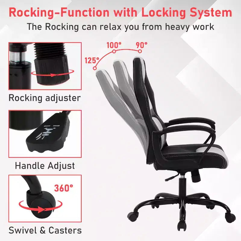 Chaise de bureau gamer avec support lombaire et hauteur réglable