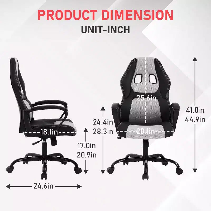 Chaise de bureau gamer avec support lombaire et hauteur réglable