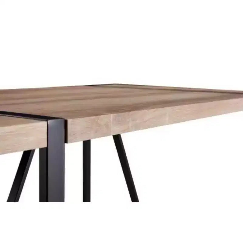 Table à manger industrielle rustique moderne, pieds en métal noir, polyvalente.