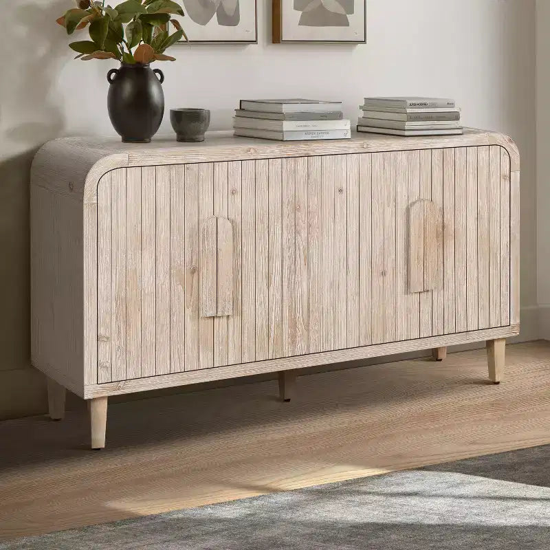 Bahut Campagnard Courbé Vintage Grandes Poignées en Bois