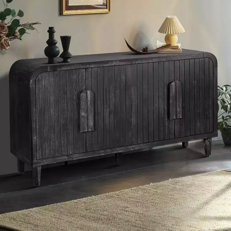 Bahut Campagnard Courbé Vintage Grandes Poignées en Bois