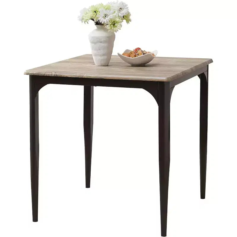 Kings Brand Furniture - 48 Square Dining Table, Heavy Duty Metal Frame with Wood Top, Walnut/Black
